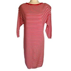 Ninon de Lenclos Vintage Deadstock Red White Striped Sweater‎ Dress NWT Medium
